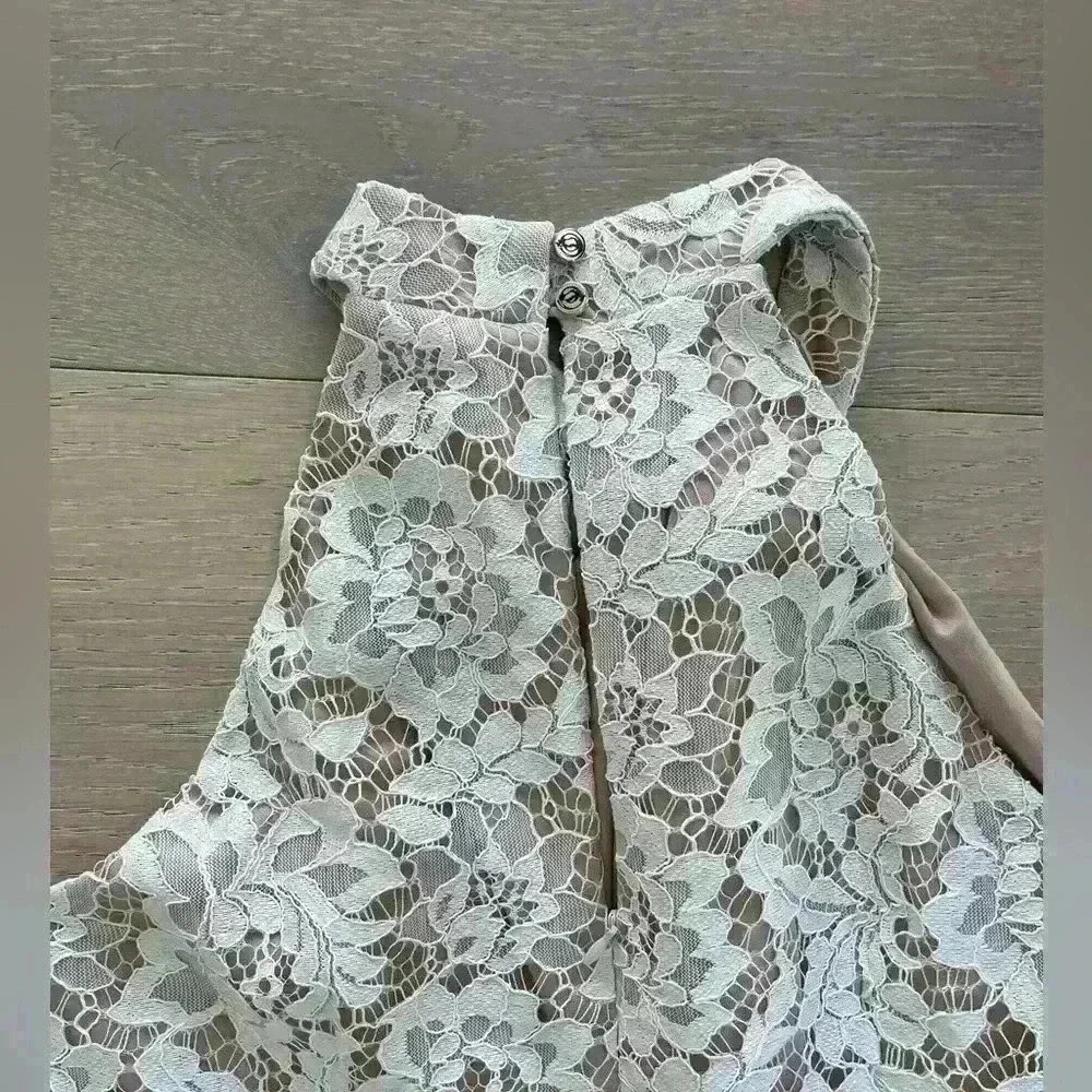 JULIA JORDAN knot Lace Jumpsuit In‎ white / Nude Size 4 - Picture 9 of 12